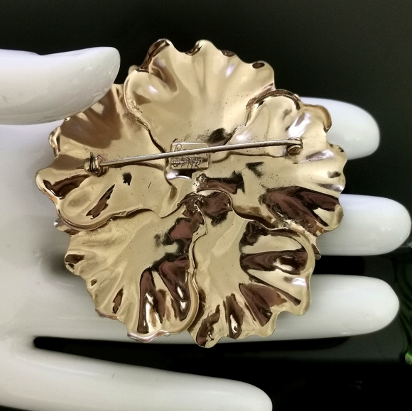 RARE Coro Sterling Silver Large 3D Flower Statement Brooch Pin - Picture 7 of 7